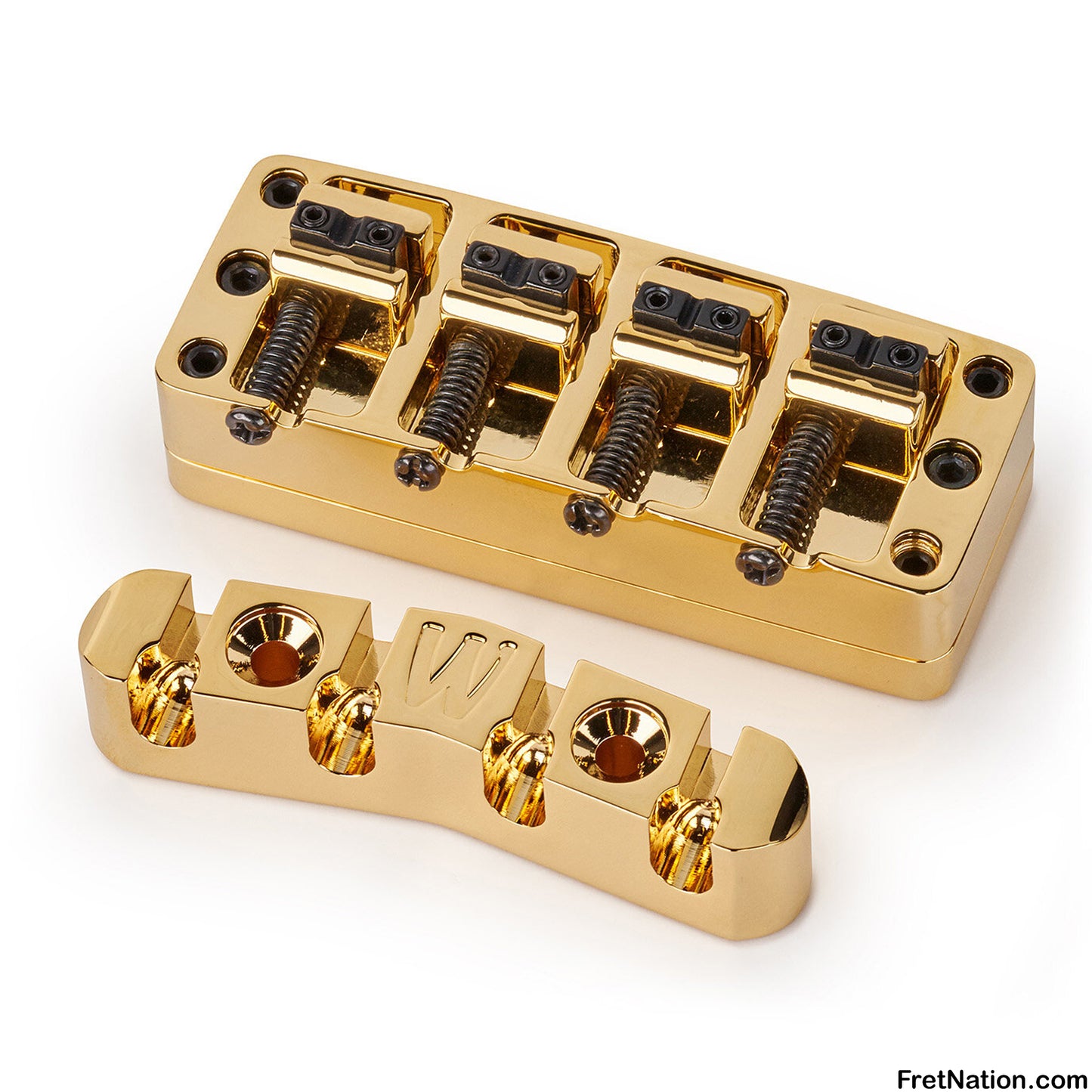 Warwick Warwick Parts - 2-Piece 3D Bridge & Tailpiece, 4-String, Brass - Gold - SP W 30116 4BG