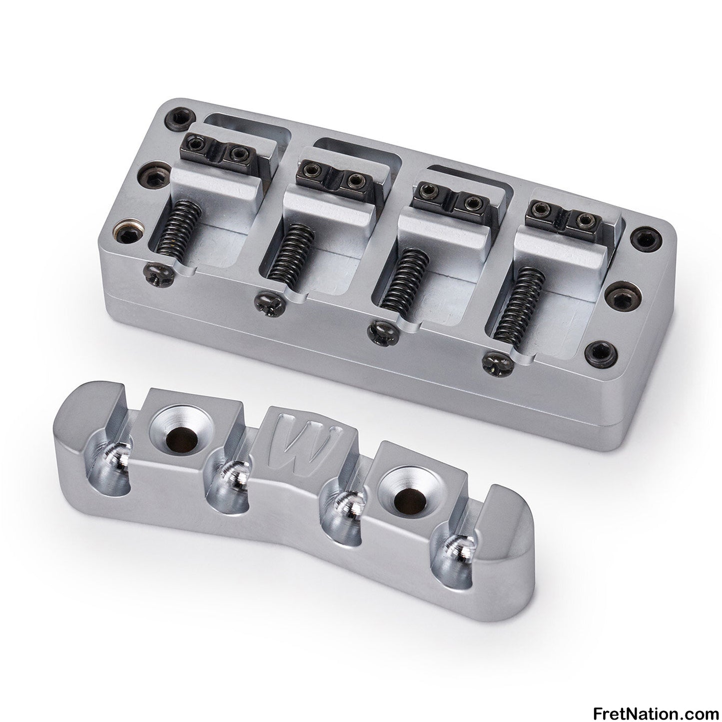 Warwick Warwick Parts - 2-Piece 3D Bridge & Tailpiece, 4-String, Brass - Satin Chrome - SP W 30117 4BS