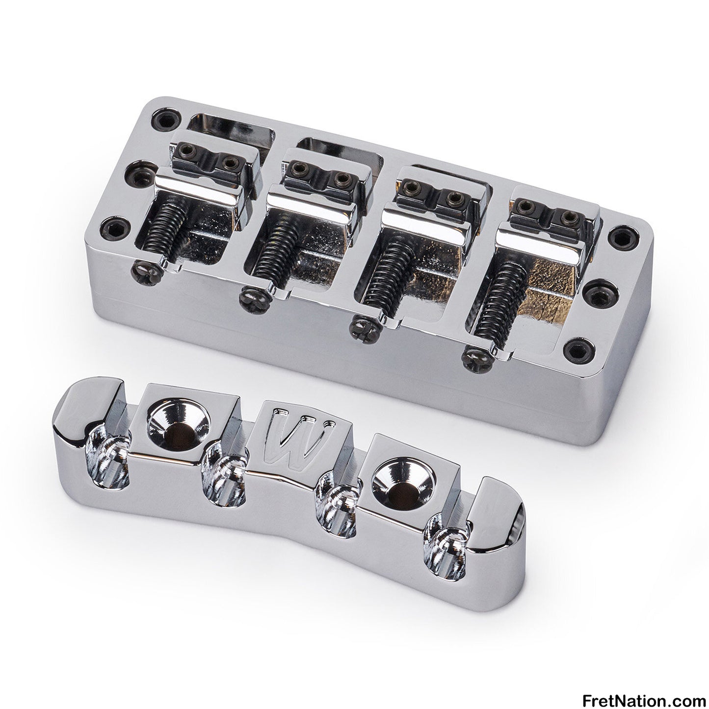 Warwick Warwick Parts - 2-Piece 3D Bridge & Tailpiece, 4-String, Brass - Chrome - SP W 30118 4BC
