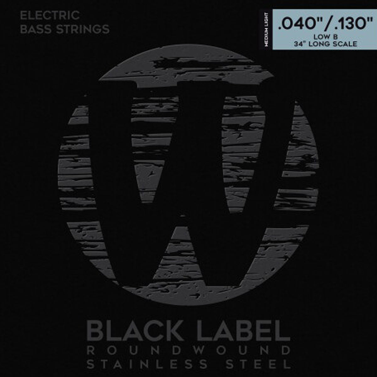 Warwick Warwick Black Label Stainless Steel 4-String Low B/High C Electric Bass Set - 40-130 Medium/Light 40300 ML 5B 040/130"