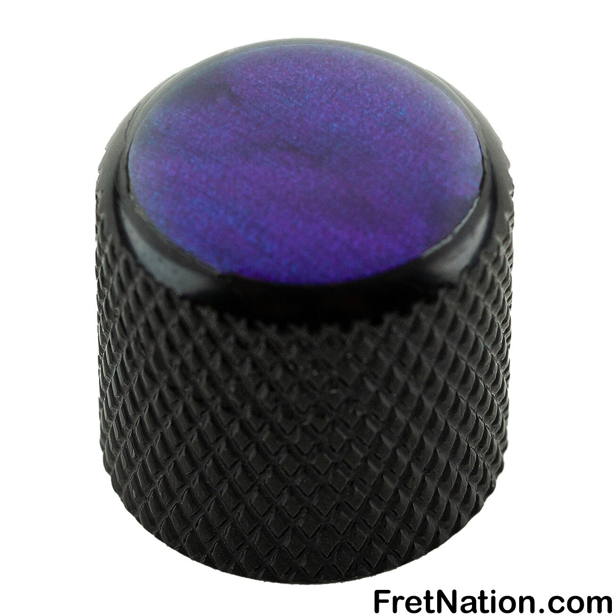 Warwick Framus & Warwick - Potentiometer Dome Knob, Purple Perloid, Cap - Black - SP 30415 BK PRPL CAP