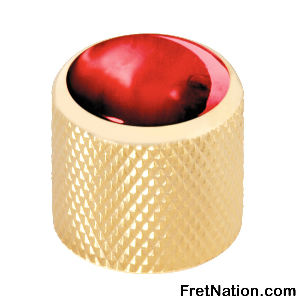 Warwick Framus & Warwick - Potentiometer Dome Knob, Red Perloid, Cap - Gold - SP 30416 GD RED CAP