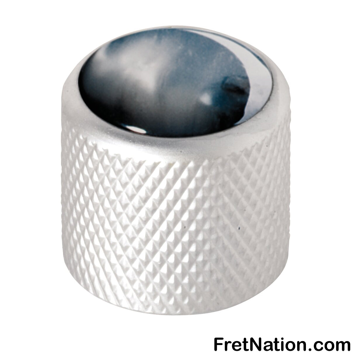 Warwick Framus & Warwick - Potentiometer Dome Knob, Black Perloid, Cap - Satin Chrome - SP 30417 SC BLK CAP