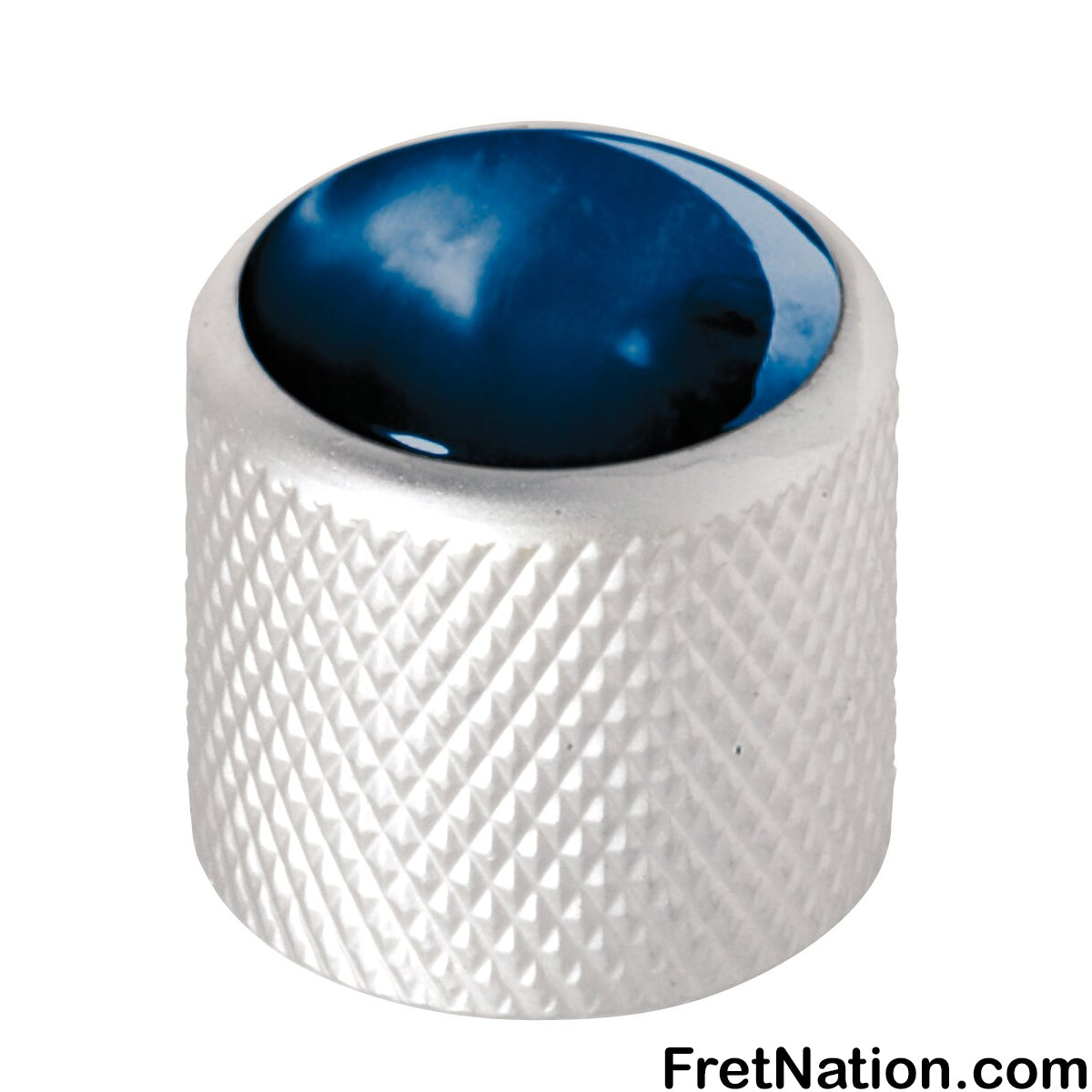 Warwick Framus & Warwick - Potentiometer Dome Knob, Blue Perloid, Cap - Satin Chrome - SP 30417 SC BLUE CAP