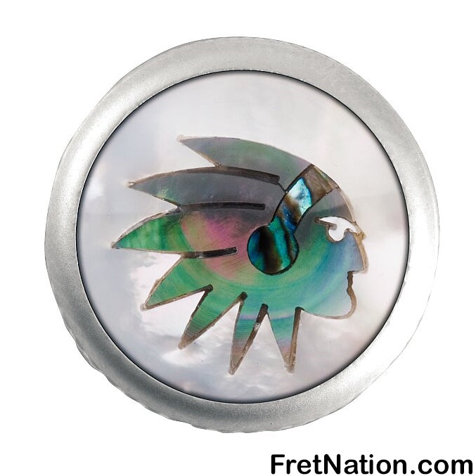 Warwick Framus & Warwick - Potentiometer Dome Knob, Indian Chief, Inlay - Satin Chrome - SP 30417 SC INDIAN
