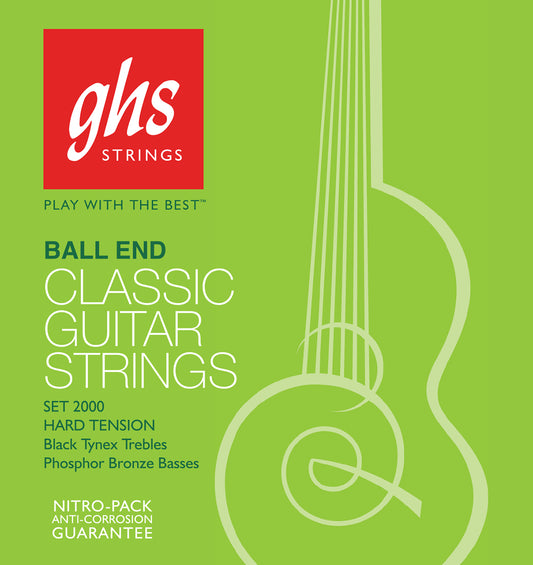 GHS Strings GHS Ball End Regular Classics Nylon Classical Guitar 06-String Set - 28-43 Hard Tension 2000