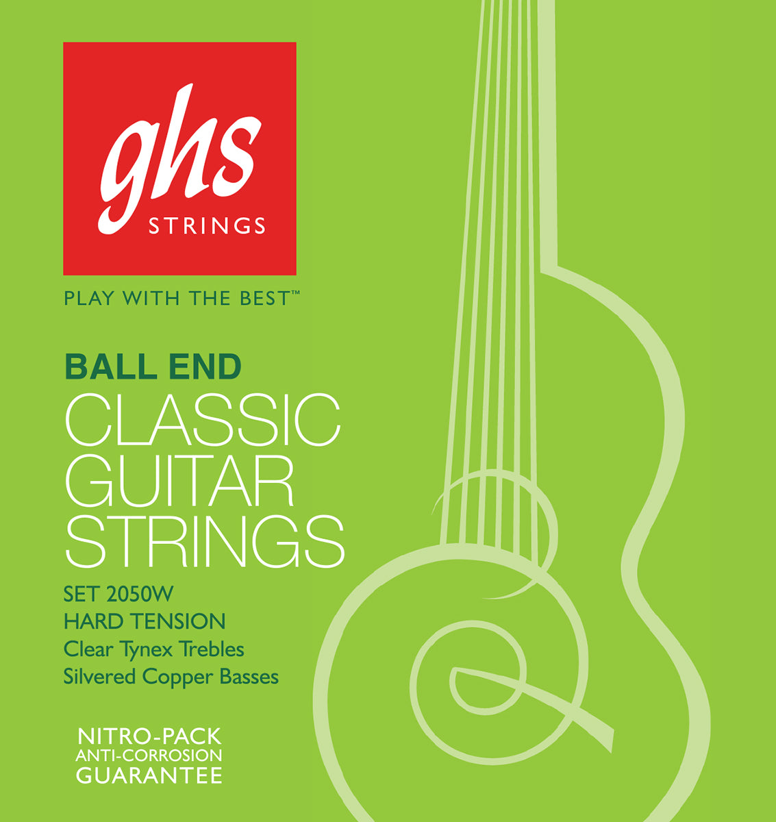 GHS Strings GHS Ball End Regular Classics Nylon Classical Guitar 06-String Set - 28-43 Hard Tension 2050W