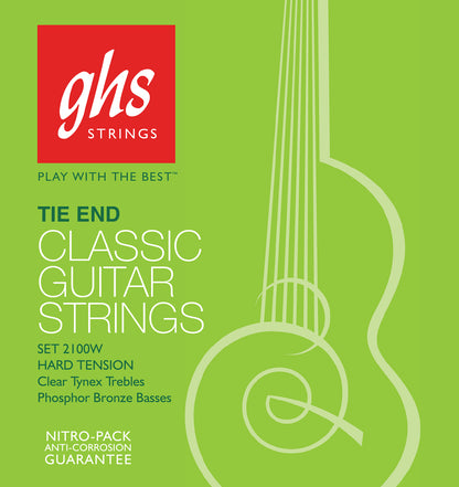 GHS Strings GHS Tie End Regular Classics Nylon Classical Guitar 06-String Set - 28-43 Hard Tension 2100W