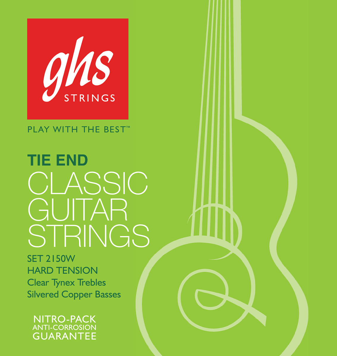 GHS Strings GHS Tie End Regular Classics Nylon Classical Guitar 06-String Set - 28-43 Hard Tension 2150W
