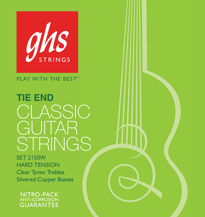 GHS Strings GHS Tie End Regular Classics Nylon Classical Guitar 06-String Set - 28-43 Hard Tension 2150W