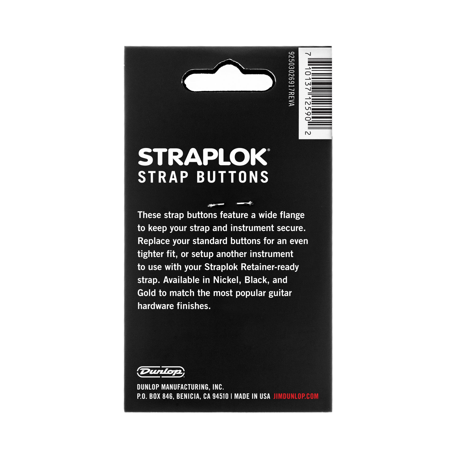 Jim Dunlop DUNLOP STRAPLOK DUAL DESIGN NICKEL STRAP BUTTON SET - 2PSLS031N