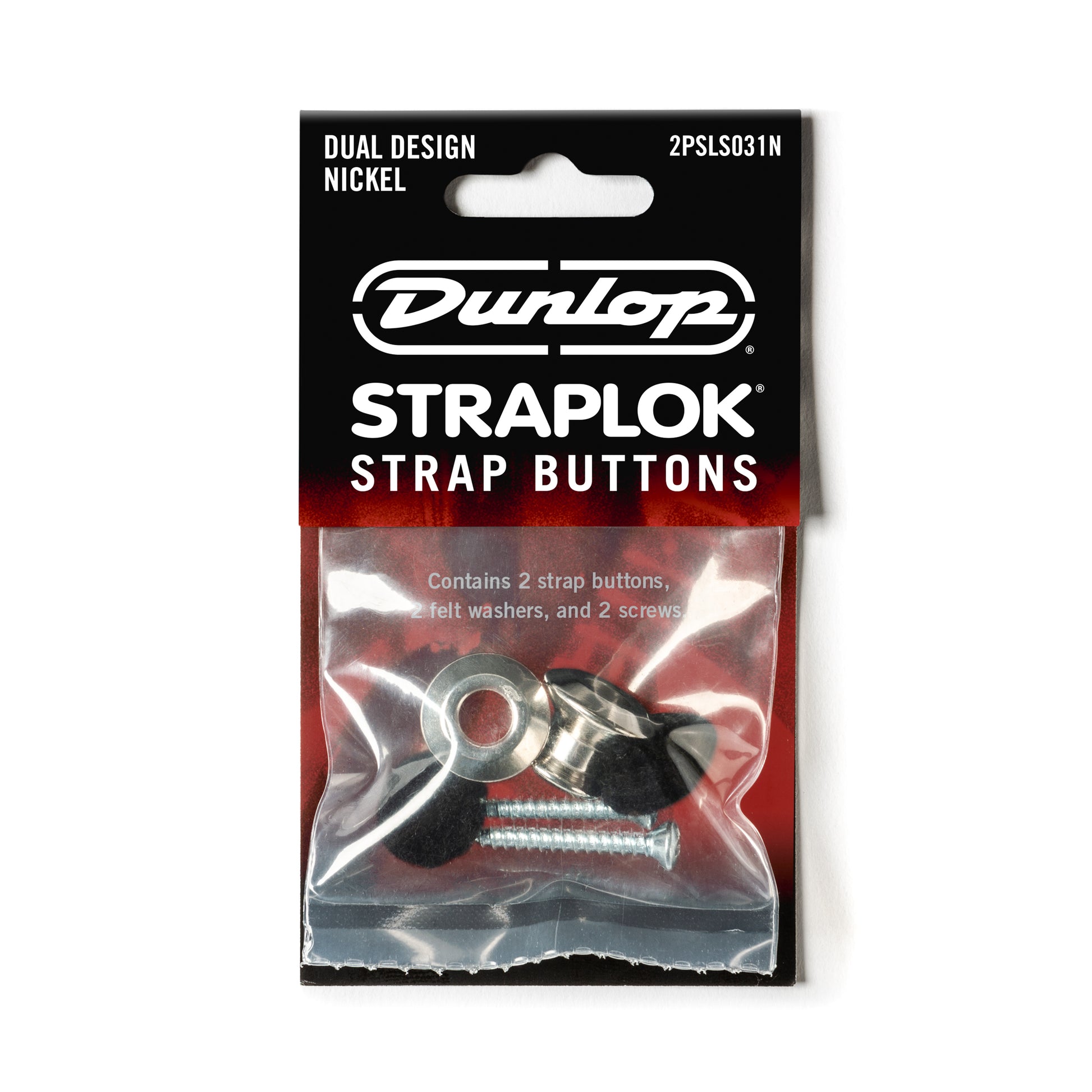 Jim Dunlop DUNLOP STRAPLOK DUAL DESIGN NICKEL STRAP BUTTON SET - 2PSLS031N