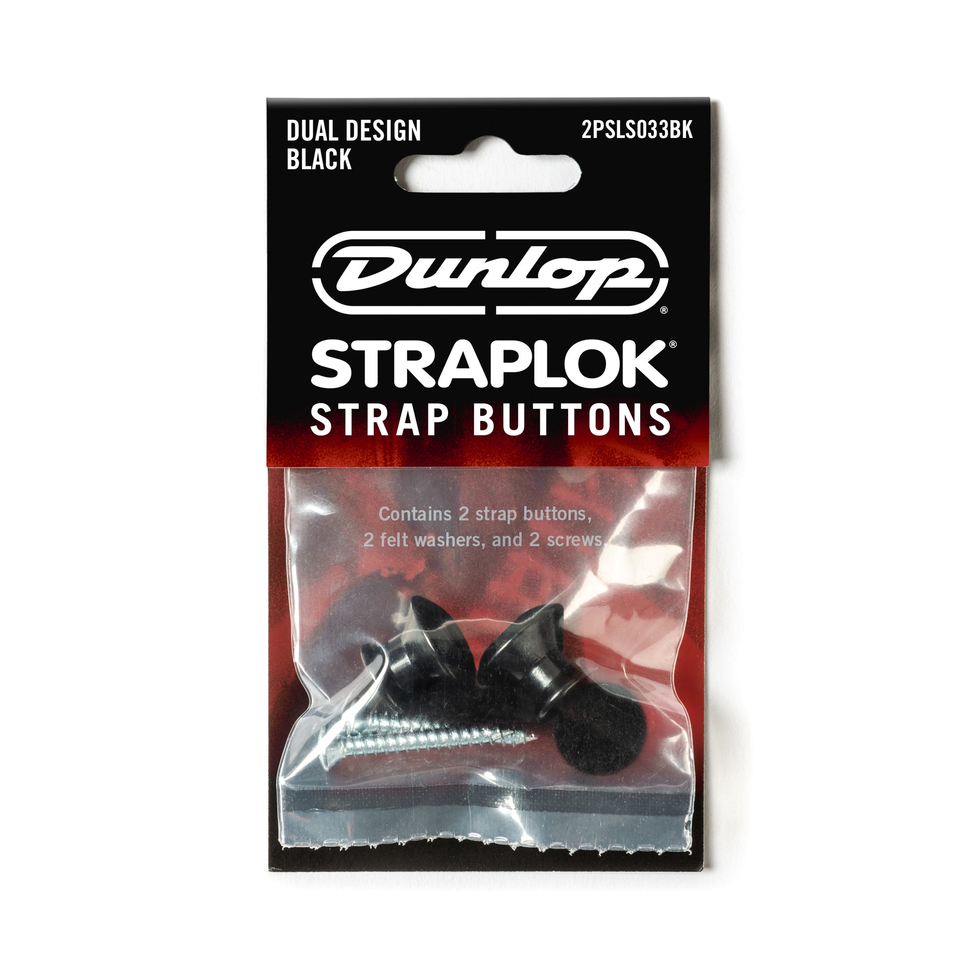 Jim Dunlop DUNLOP STRAPLOK DUAL DESIGN BLACK STRAP BUTTON SET - 2PSLS033BK