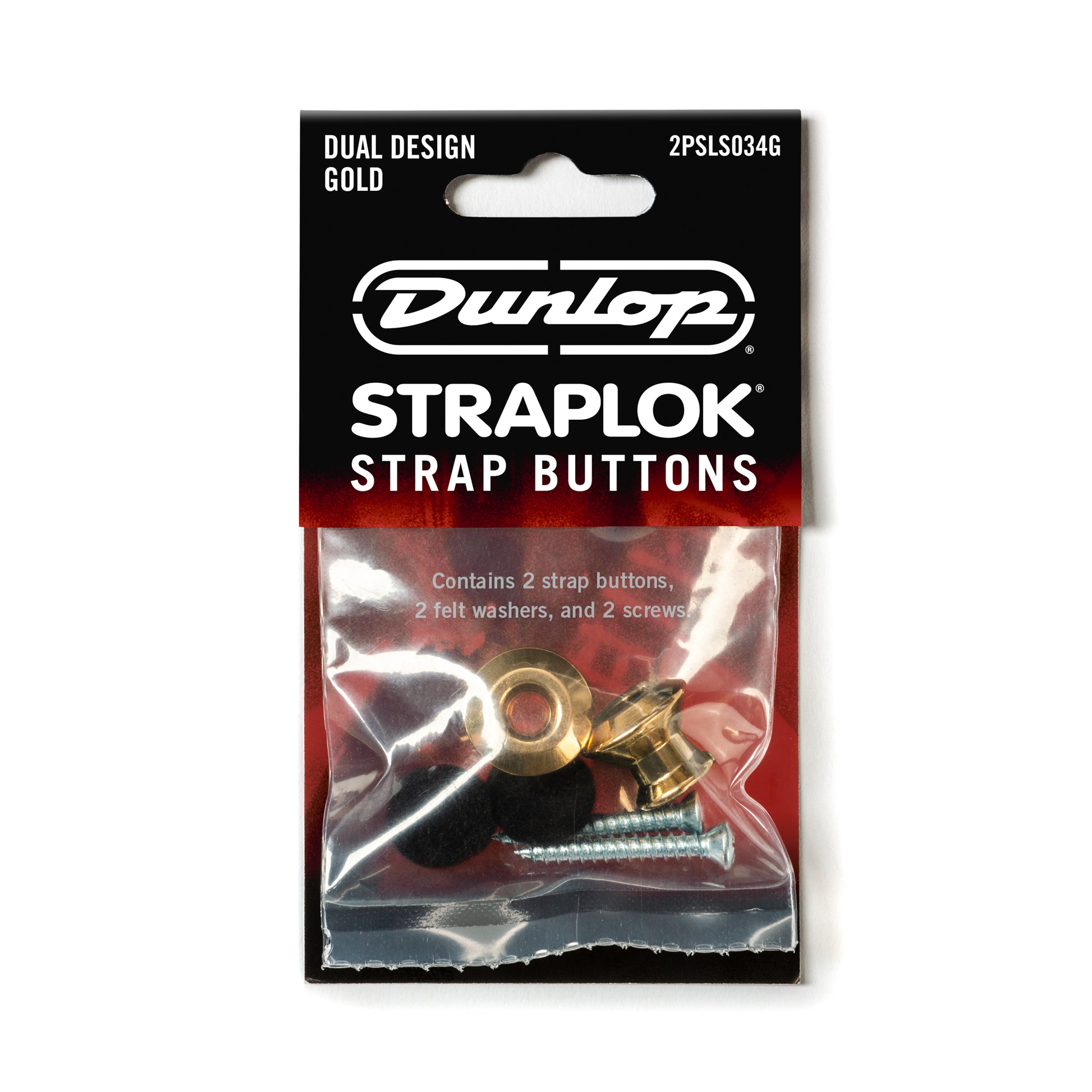 Jim Dunlop DUNLOP STRAPLOK DUAL DESIGN GOLD STRAP BUTTON SET - 2PSLS034G