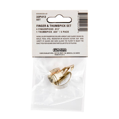 Jim Dunlop DUNLOP NICKEL SILVER FINGER & THUMBPICKS .013" GUITAR PICK PLAYER'S PACK 05-PACK - 33P013