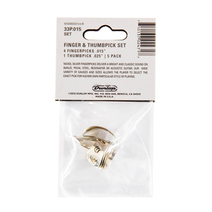 Jim Dunlop DUNLOP NICKEL SILVER FINGER & THUMBPICKS .015" GUITAR PICK PLAYER'S PACK 05-PACK - 33P015
