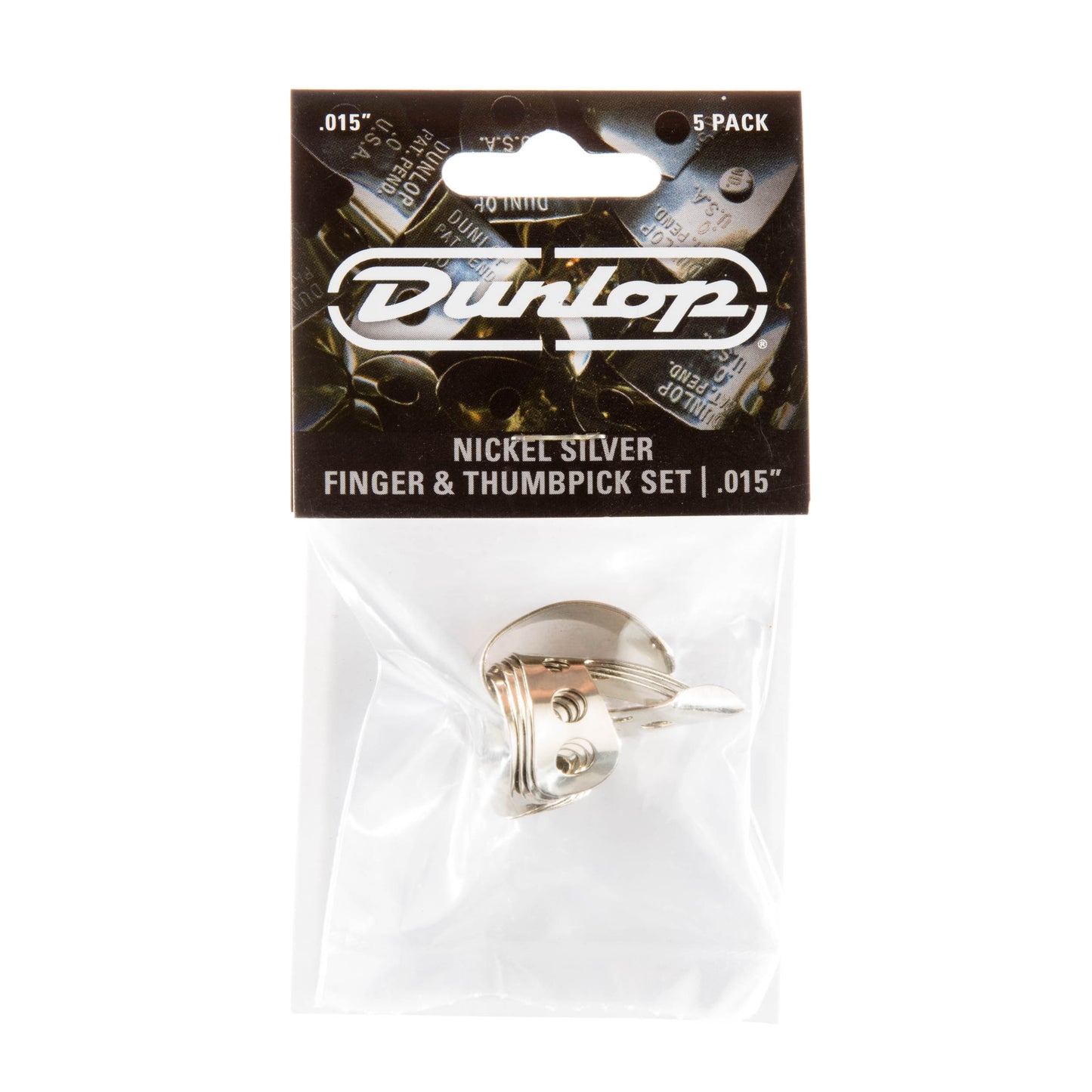 Jim Dunlop DUNLOP NICKEL SILVER FINGER & THUMBPICKS .015" GUITAR PICK PLAYER'S PACK 05-PACK - 33P015