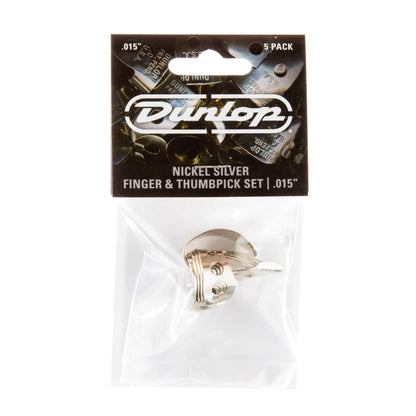 Jim Dunlop DUNLOP NICKEL SILVER FINGER & THUMBPICKS .015" GUITAR PICK PLAYER'S PACK 05-PACK - 33P015