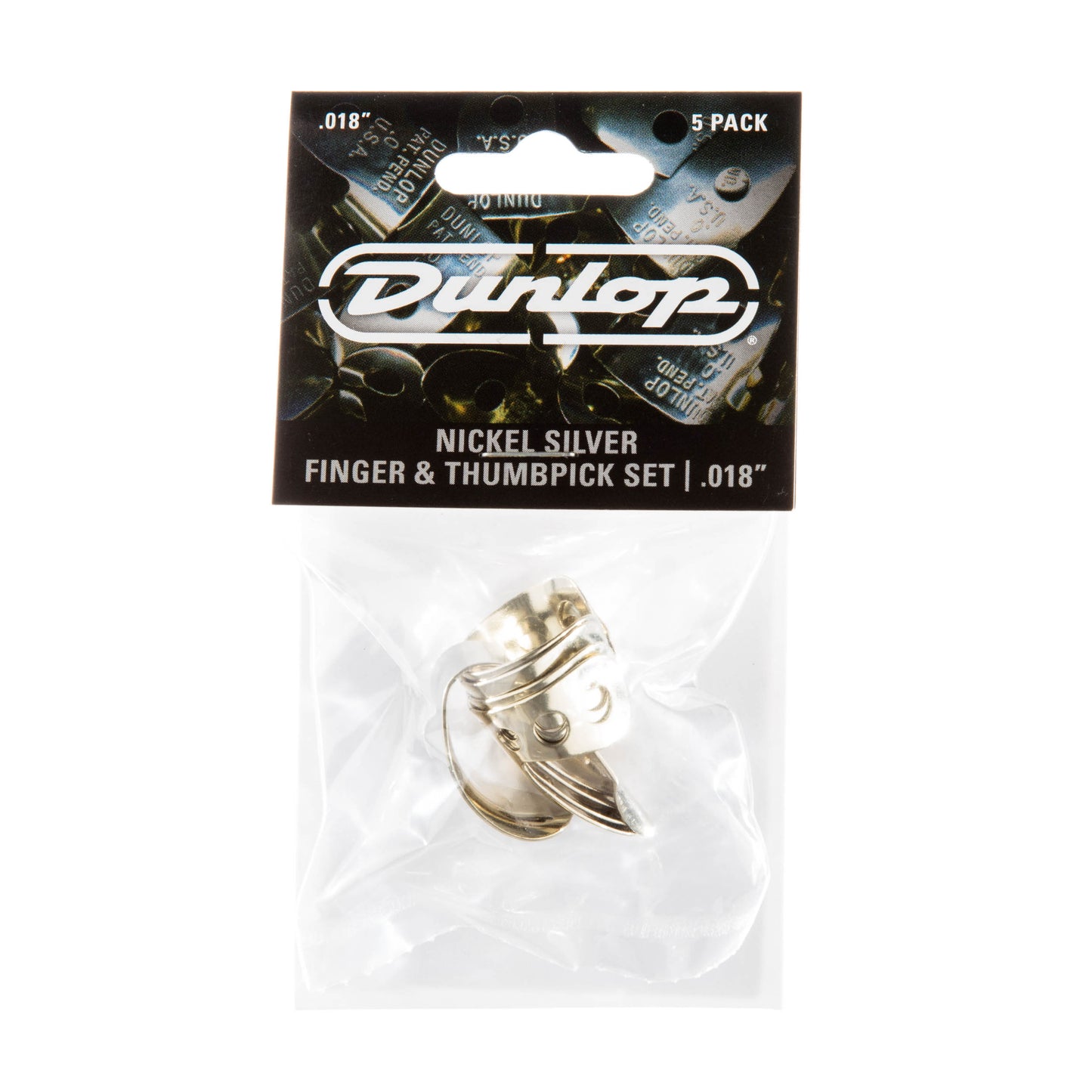 Jim Dunlop DUNLOP NICKEL SILVER FINGER & THUMBPICKS .018" GUITAR PICK PLAYER'S PACK 05-PACK - 33P018