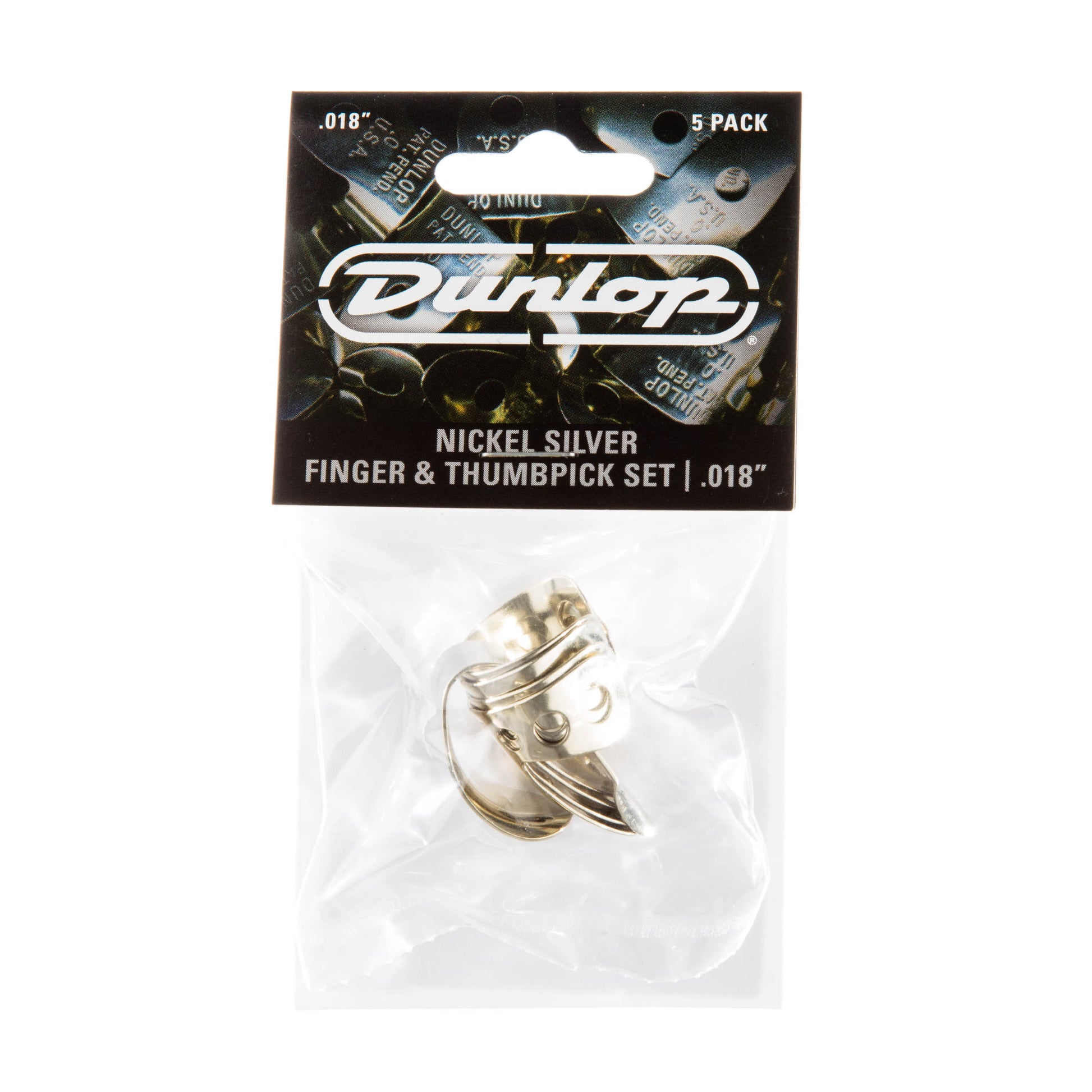 Jim Dunlop DUNLOP NICKEL SILVER FINGER & THUMBPICKS .018" GUITAR PICK PLAYER'S PACK 05-PACK - 33P018