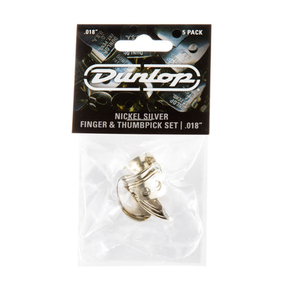 Jim Dunlop DUNLOP NICKEL SILVER FINGER & THUMBPICKS .018" GUITAR PICK PLAYER'S PACK 05-PACK - 33P018