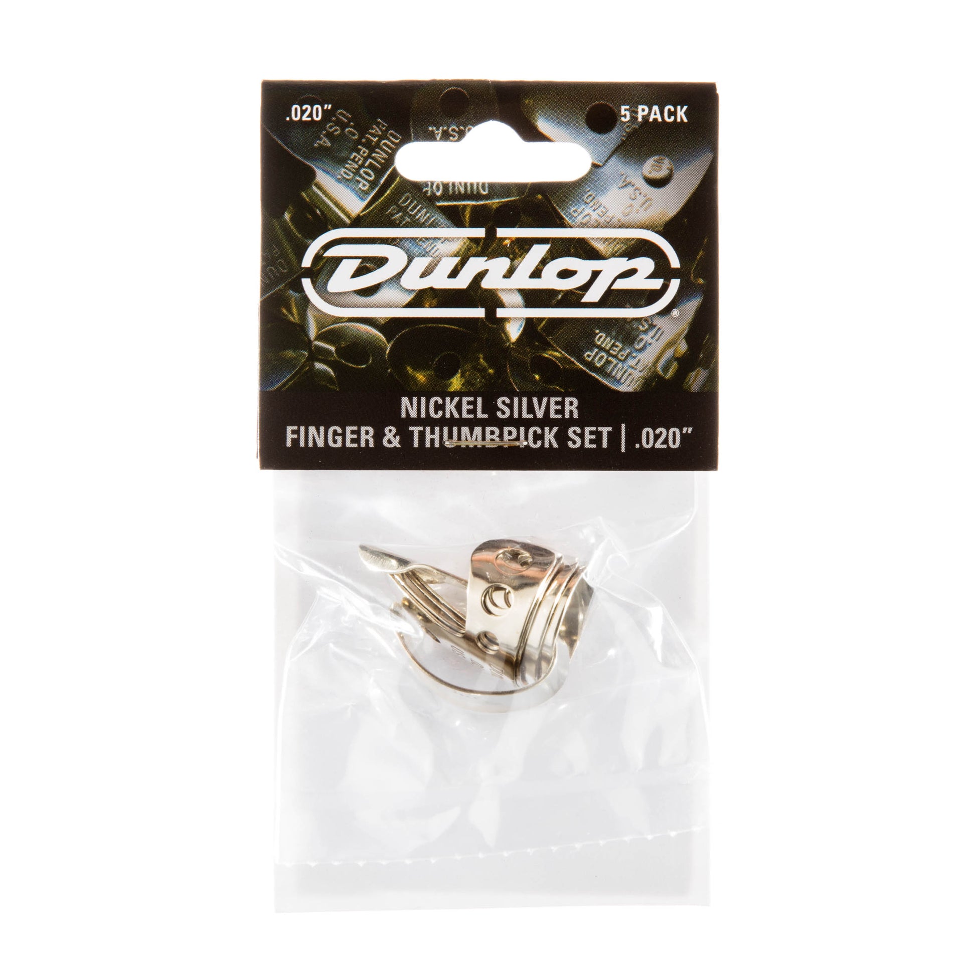 Jim Dunlop DUNLOP NICKEL SILVER FINGER & THUMBPICKS .020" GUITAR PICK PLAYER'S PACK 05-PACK - 33P020