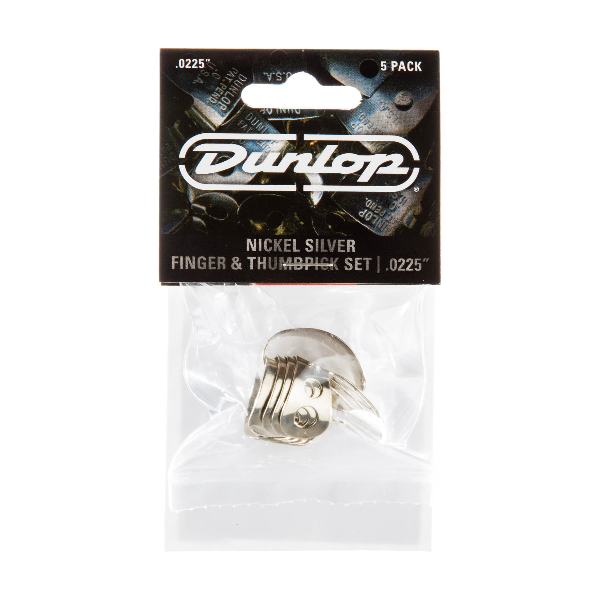 Jim Dunlop DUNLOP NICKEL SILVER FINGER & THUMBPICKS .0225" GUITAR PICK PLAYER'S PACK 05-PACK - 33P0225