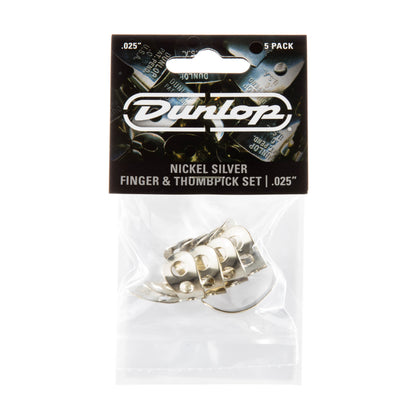 Jim Dunlop DUNLOP NICKEL SILVER FINGER & THUMBPICKS .025" GUITAR PICK PLAYER'S PACK 05-PACK - 33P025