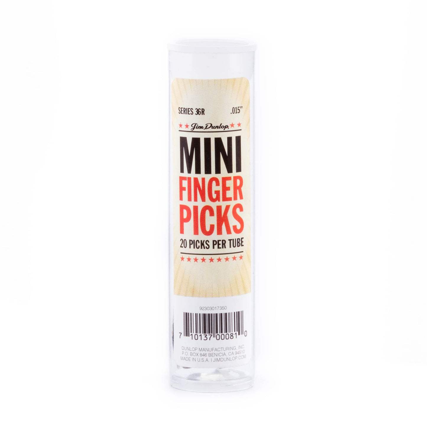 Jim Dunlop DUNLOP NICKEL SILVER MINI FINGERPICKS .015" GUITAR PICK REFILL TUBE 20-PACK - 36R015