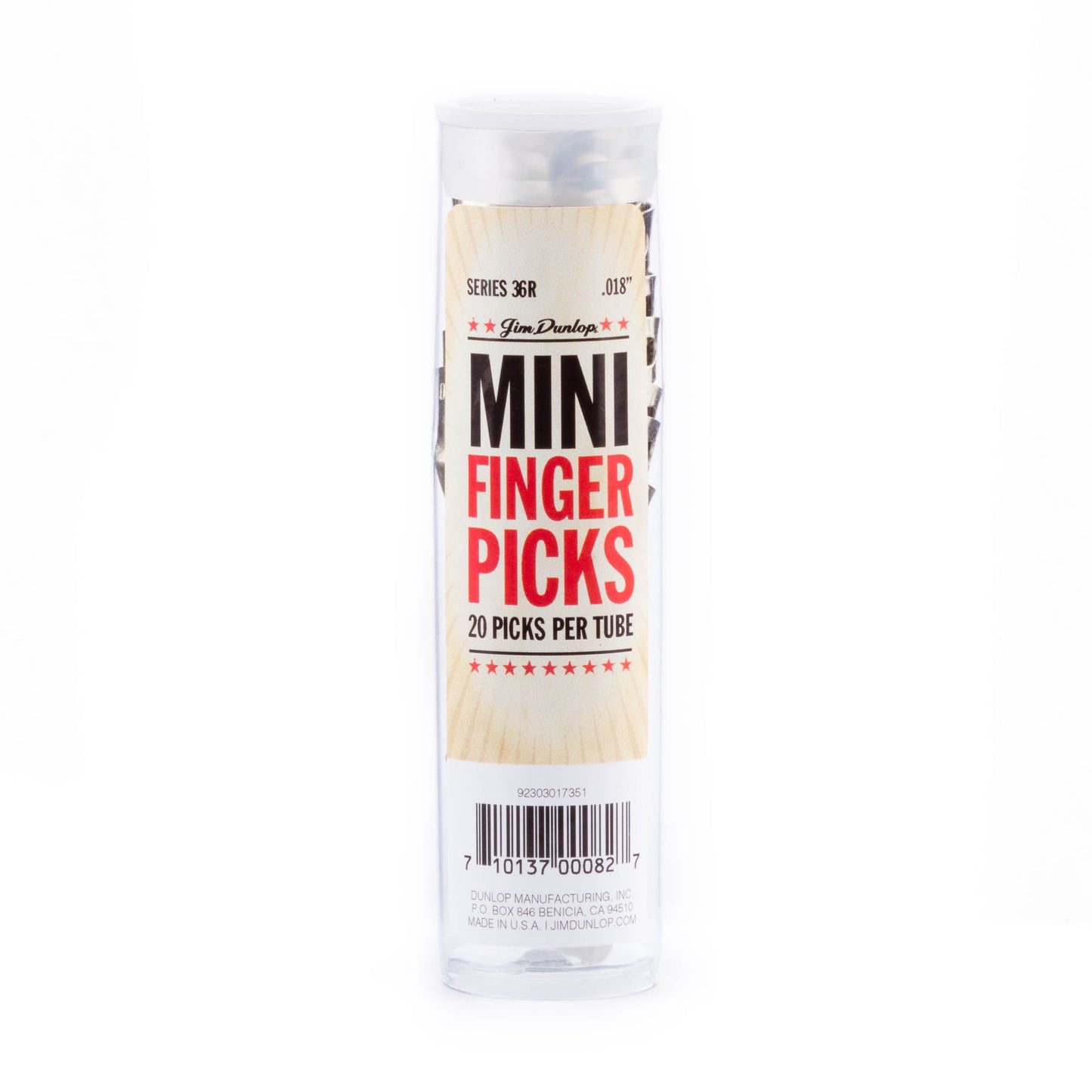 Jim Dunlop DUNLOP NICKEL SILVER MINI FINGERPICKS .018" GUITAR PICK REFILL TUBE 20-PACK - 36R018