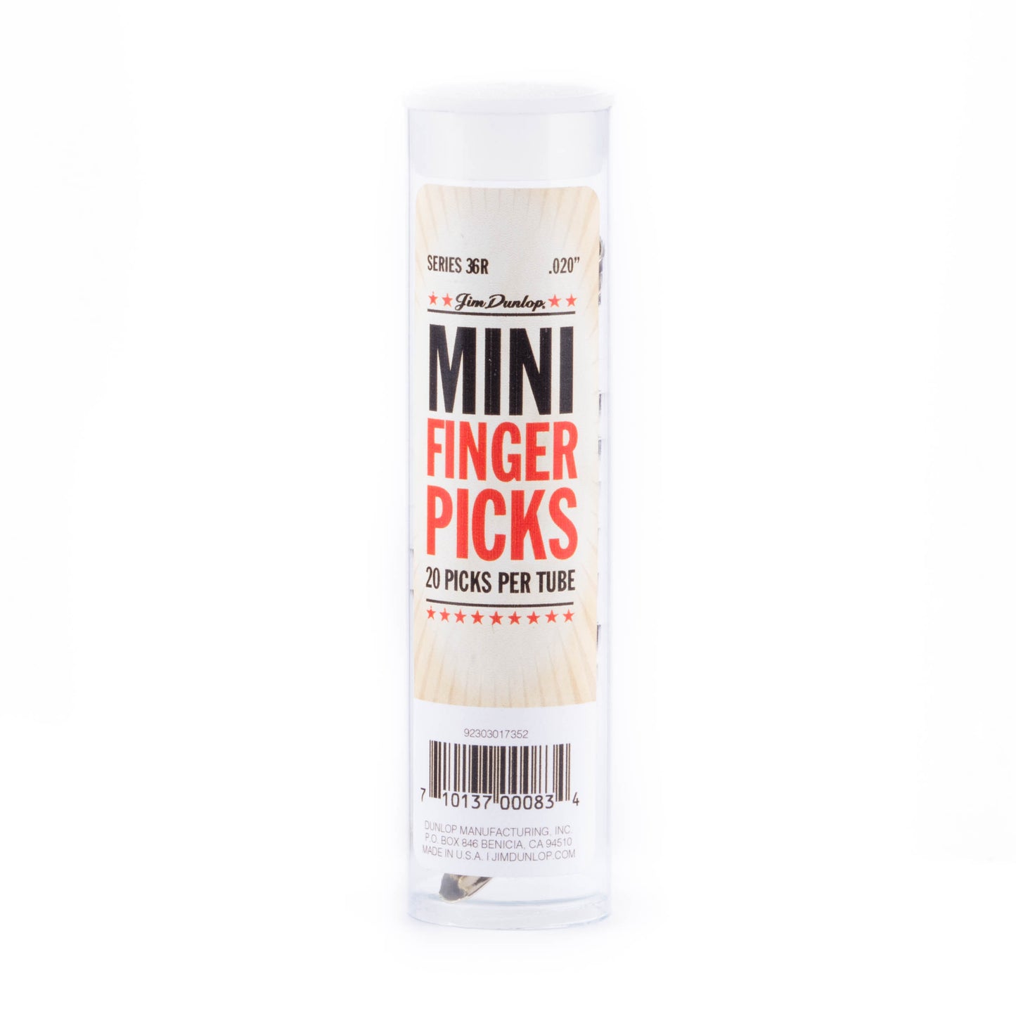 Jim Dunlop DUNLOP NICKEL SILVER MINI FINGERPICKS .020" GUITAR PICK REFILL TUBE 20-PACK - 36R020