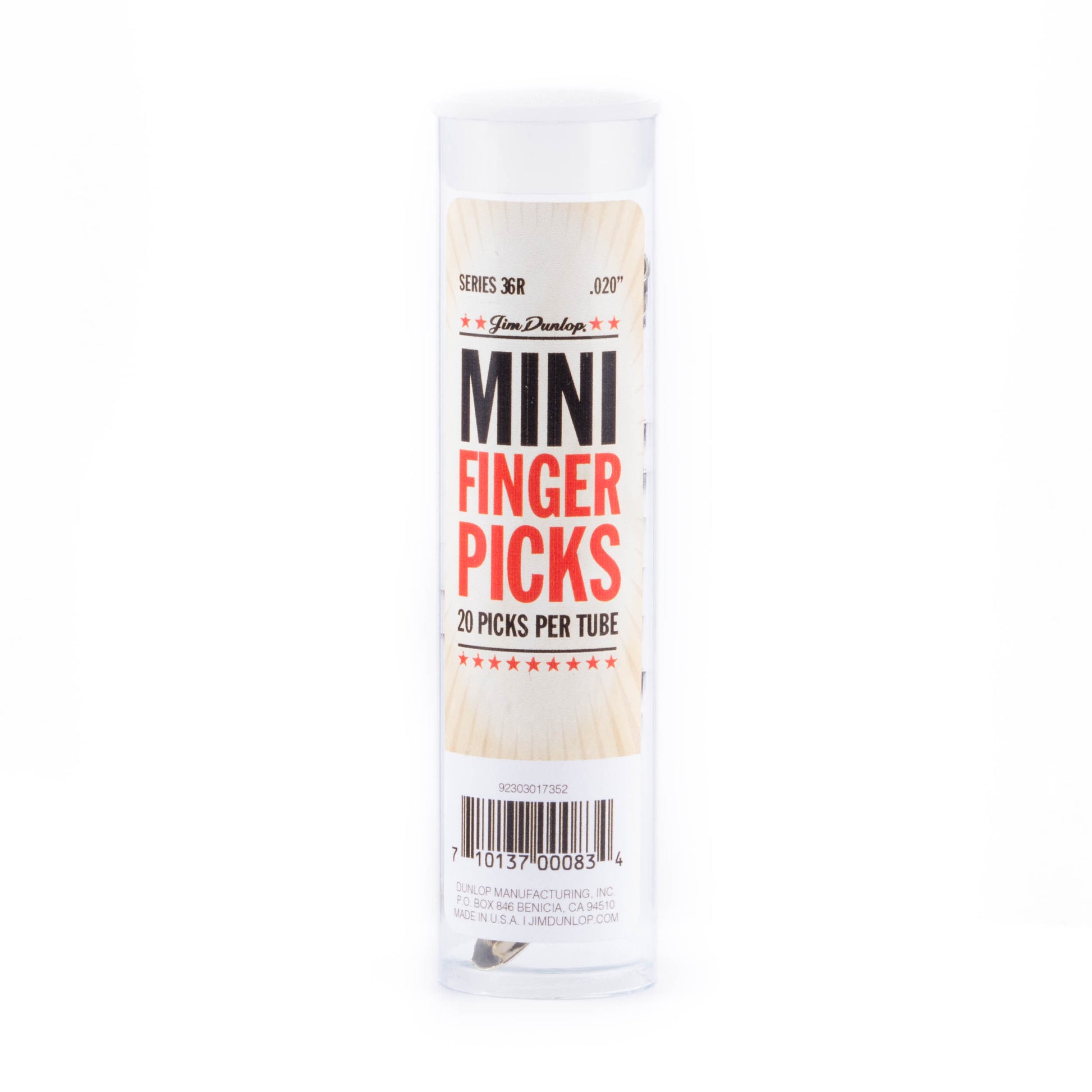 Jim Dunlop DUNLOP NICKEL SILVER MINI FINGERPICKS .020" GUITAR PICK REFILL TUBE 20-PACK - 36R020
