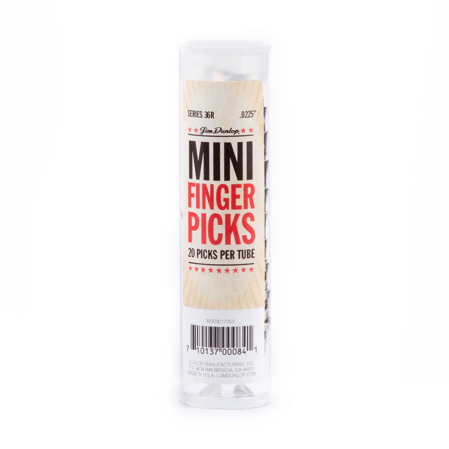 Jim Dunlop DUNLOP NICKEL SILVER MINI FINGERPICKS .0225" GUITAR PICK REFILL TUBE 20-PACK - 36R0225