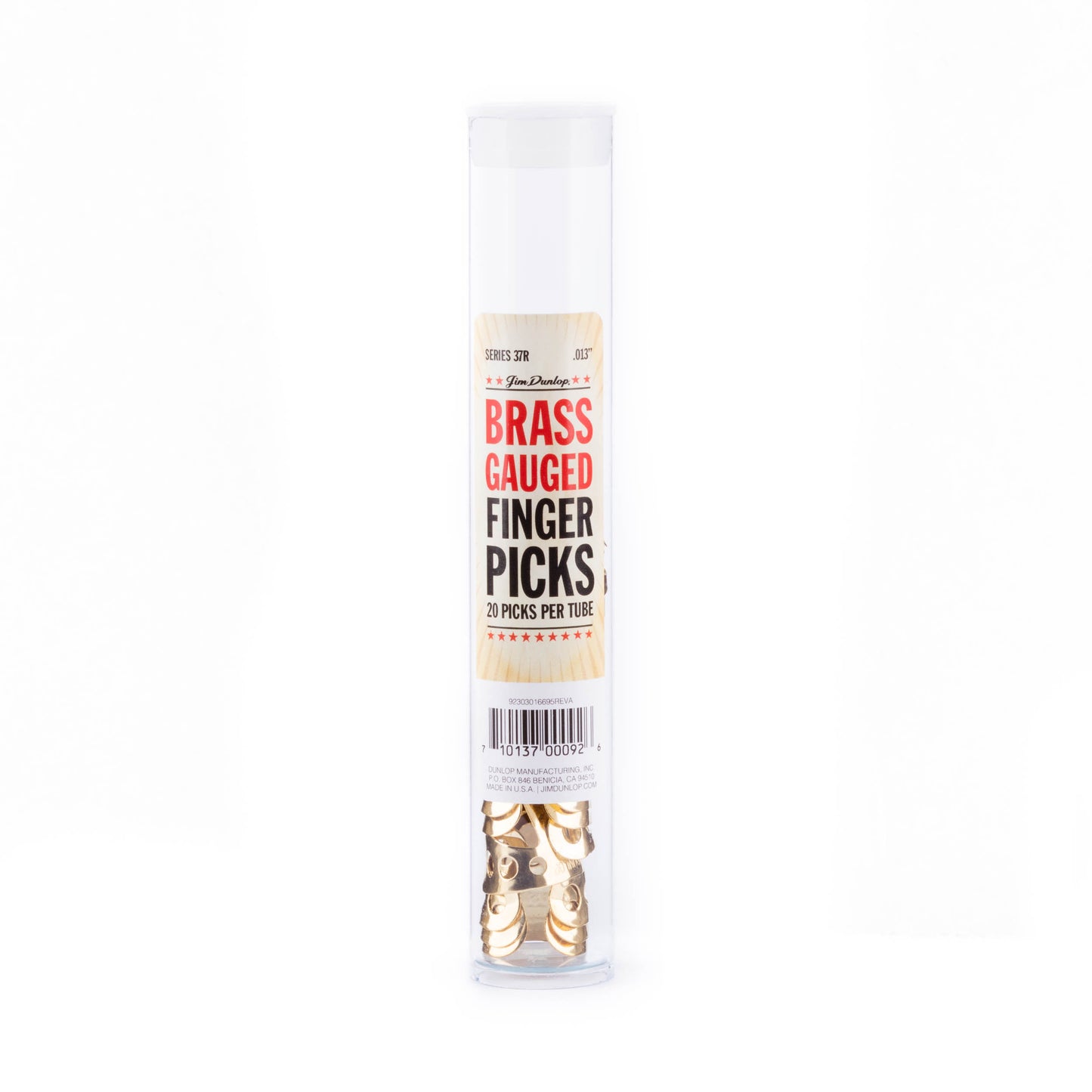 Jim Dunlop DUNLOP BRASS FINGERPICKS .013" GUITAR PICK REFILL TUBE 20-PACK - 37R013