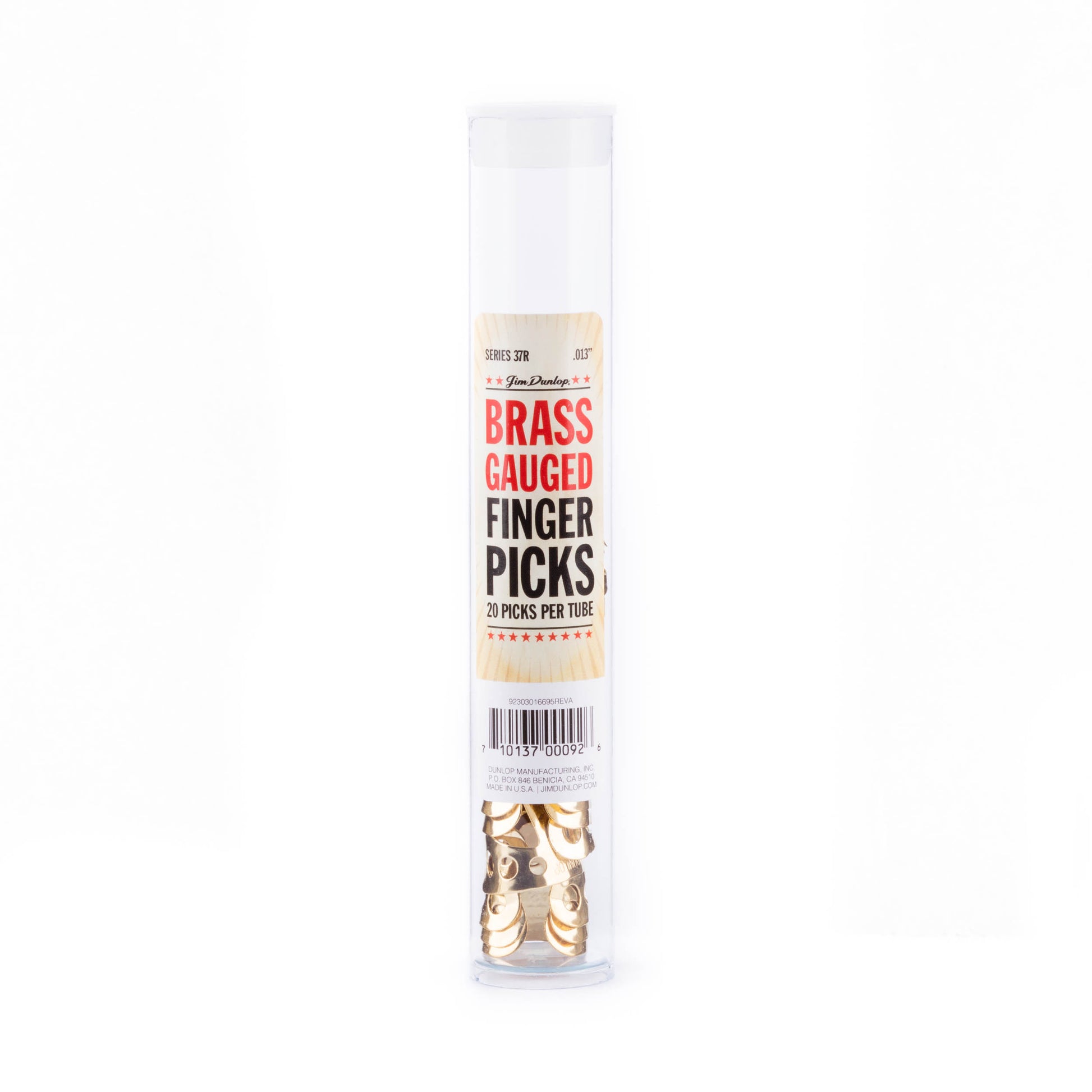 Jim Dunlop DUNLOP BRASS FINGERPICKS .013" GUITAR PICK REFILL TUBE 20-PACK - 37R013