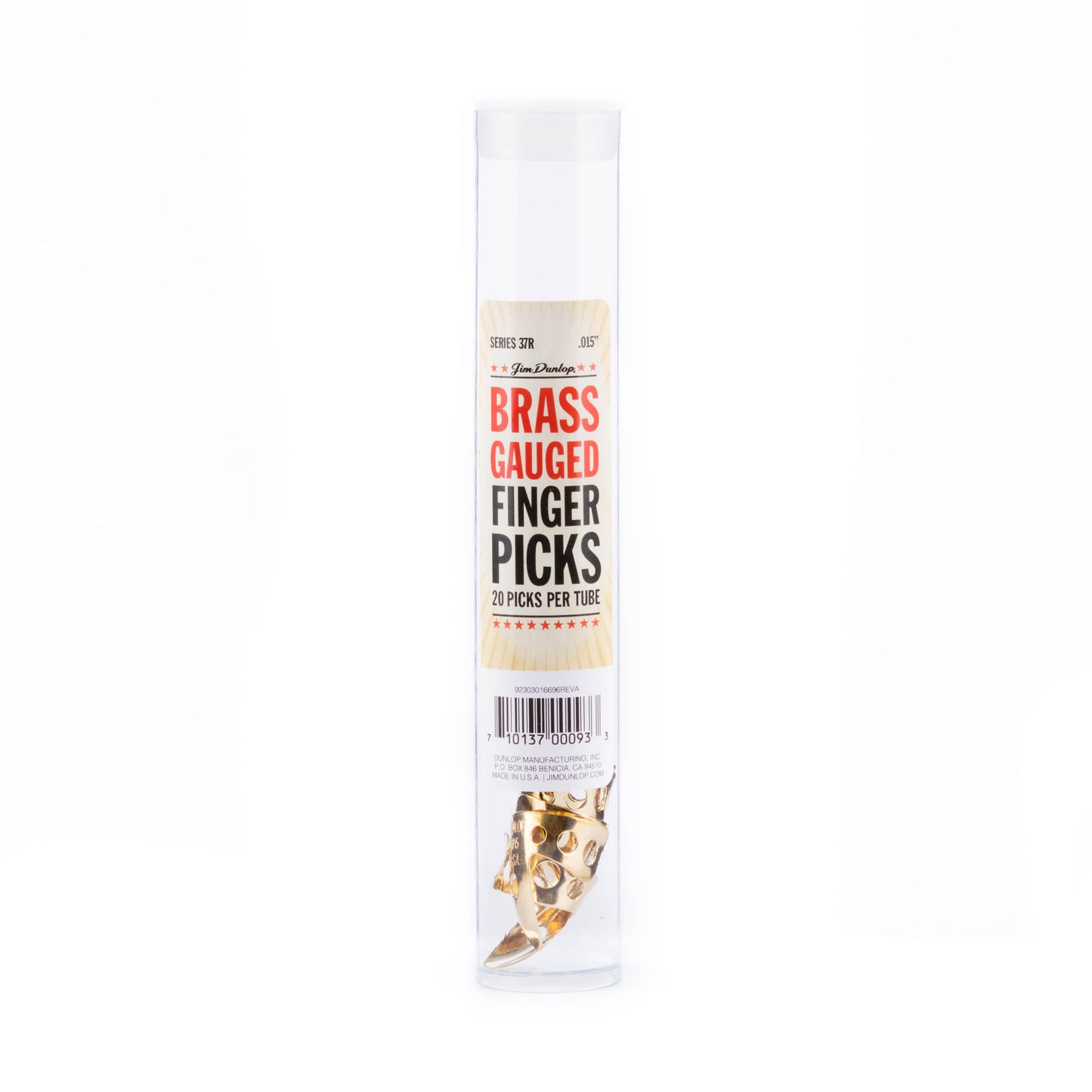Jim Dunlop DUNLOP BRASS FINGERPICKS .015" GUITAR PICK REFILL TUBE 20-PACK - 37R015