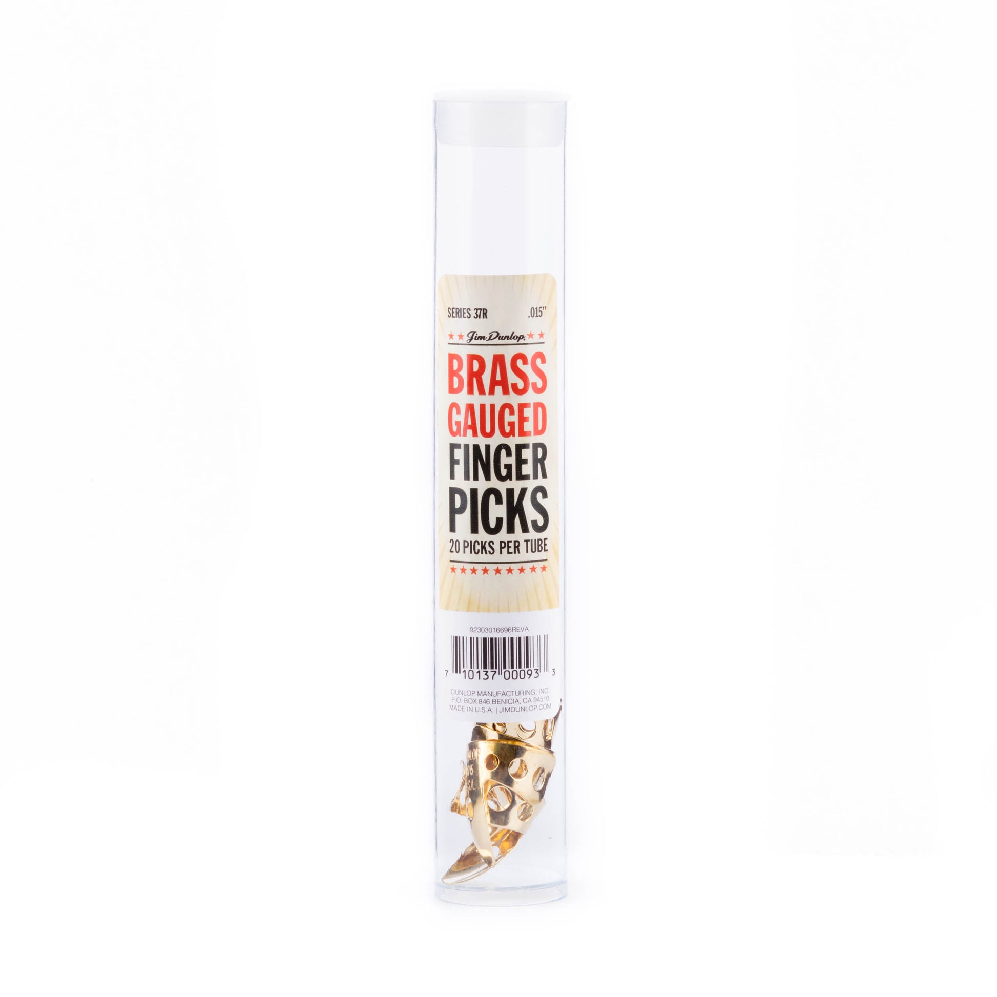 Jim Dunlop DUNLOP BRASS FINGERPICKS .015" GUITAR PICK REFILL TUBE 20-PACK - 37R015