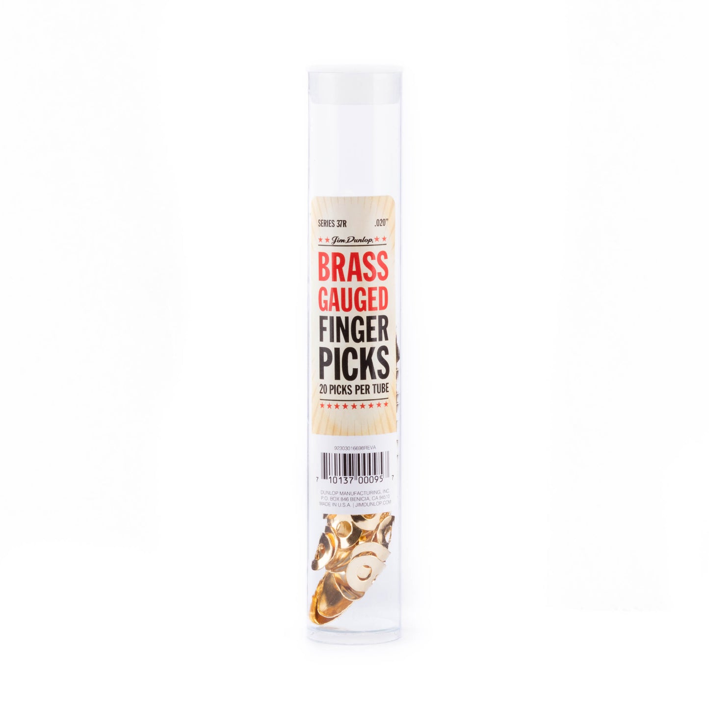 Jim Dunlop DUNLOP BRASS FINGERPICKS .020" GUITAR PICK REFILL TUBE 20-PACK - 37R020