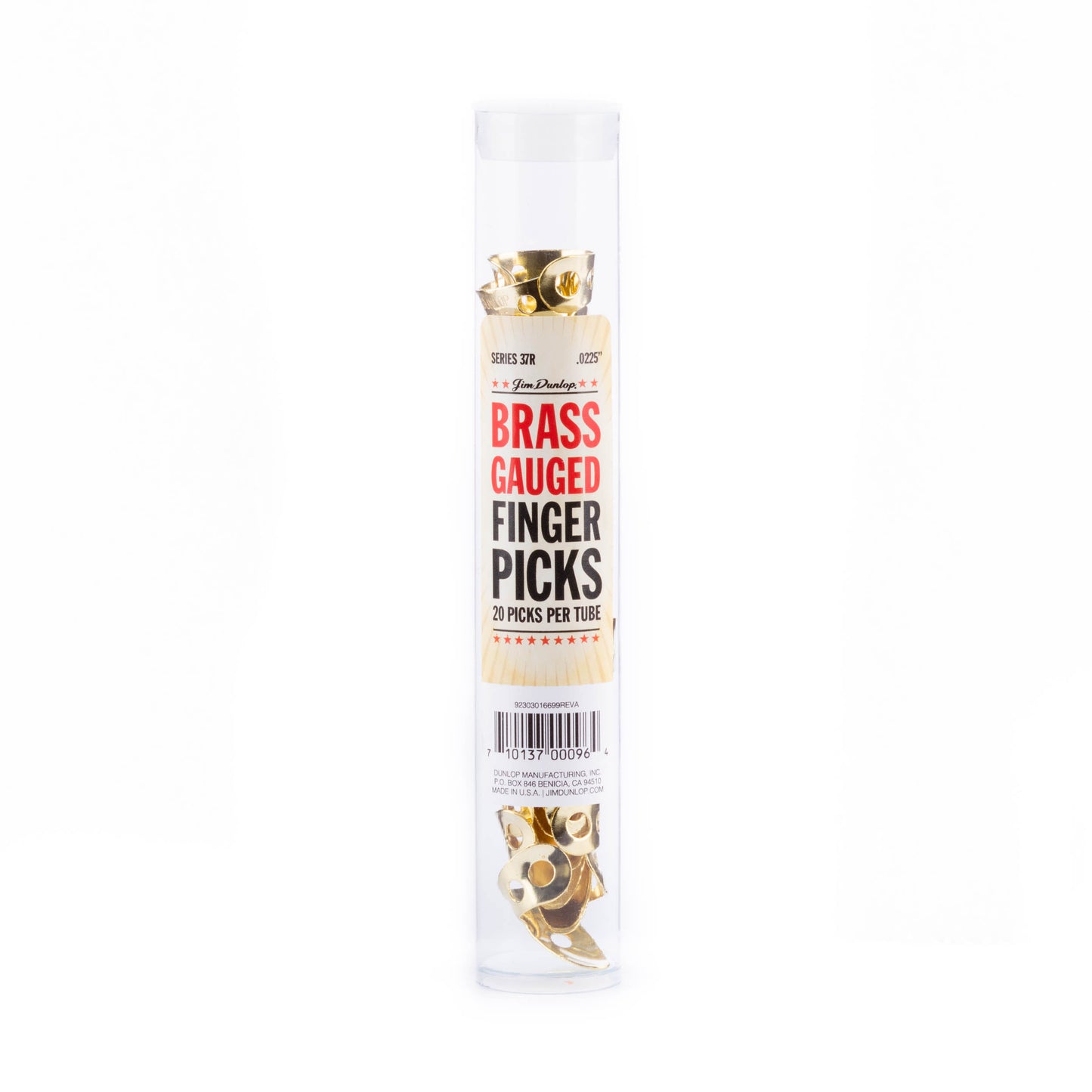 Jim Dunlop DUNLOP BRASS FINGERPICKS .0225" GUITAR PICK REFILL TUBE 20-PACK - 37R0225