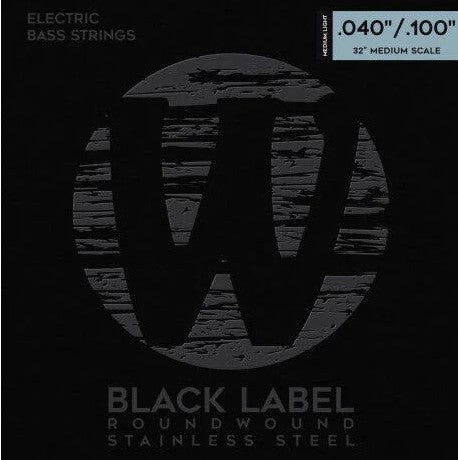 Warwick Warwick Black Label Stainless Steel 4-String Electric Bass Set - 40-100 Medium Light 39210 ML 4 040/100"