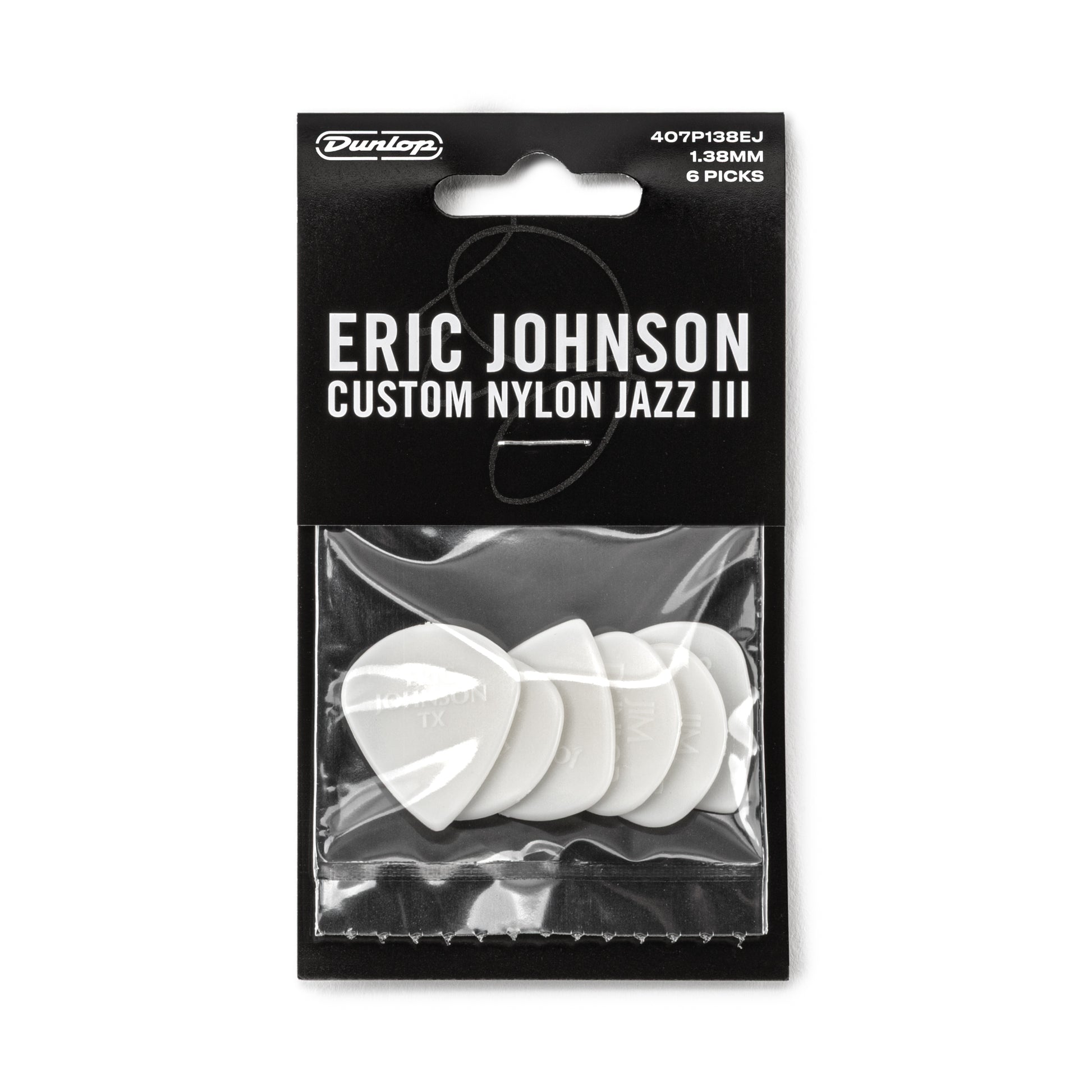 Jim Dunlop DUNLOP ERIC JOHNSON CUSTOM NYLON 1.38mm JAZZ III GUITAR PICK PLAYERS PACK 06-PACK - 407P138EJ