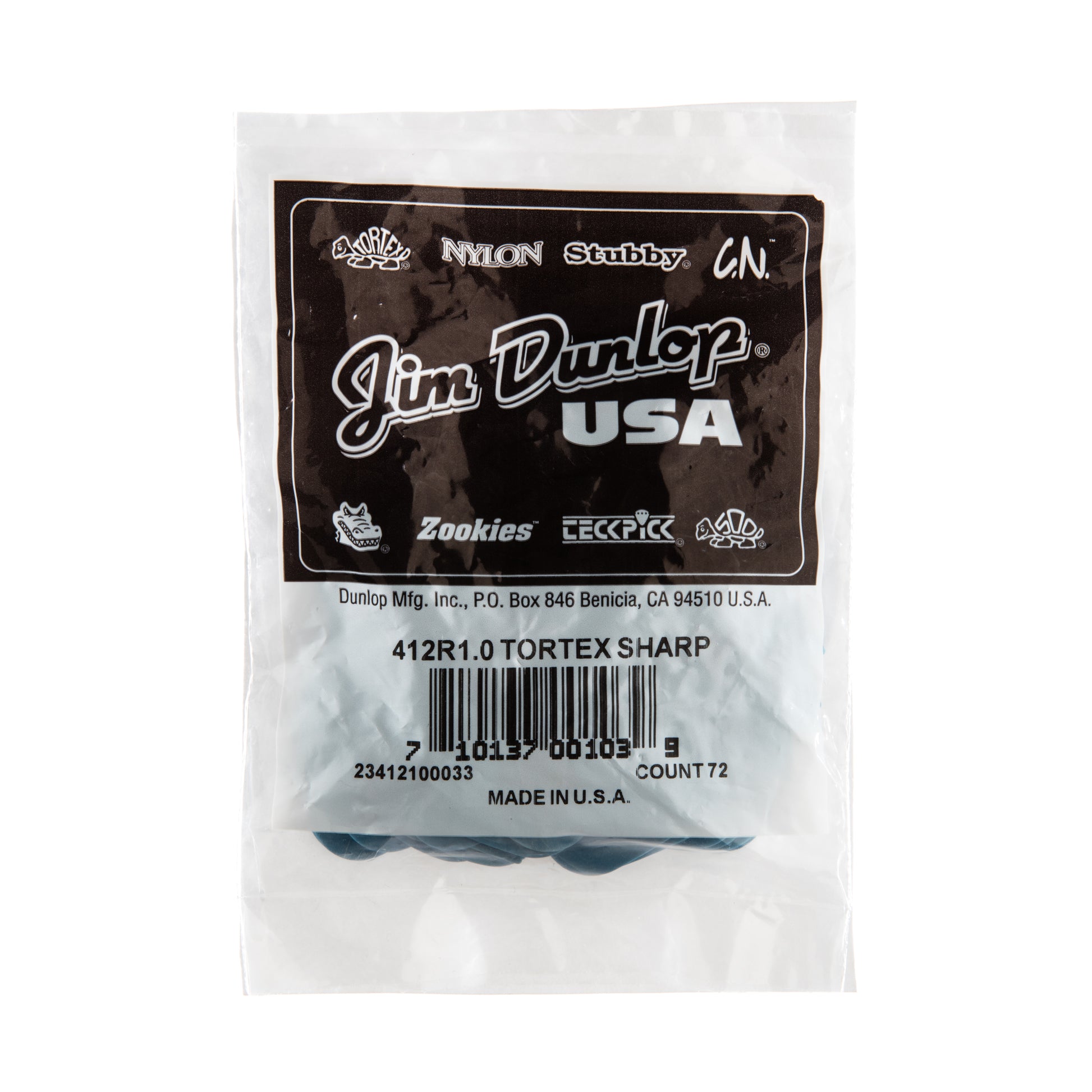 Jim Dunlop DUNLOP TORTEX 1.0mm SHARP GUITAR PICK REFILL BAG 72-PACK - 412R100
