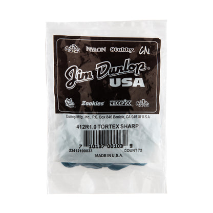 Jim Dunlop DUNLOP TORTEX 1.0mm SHARP GUITAR PICK REFILL BAG 72-PACK - 412R100