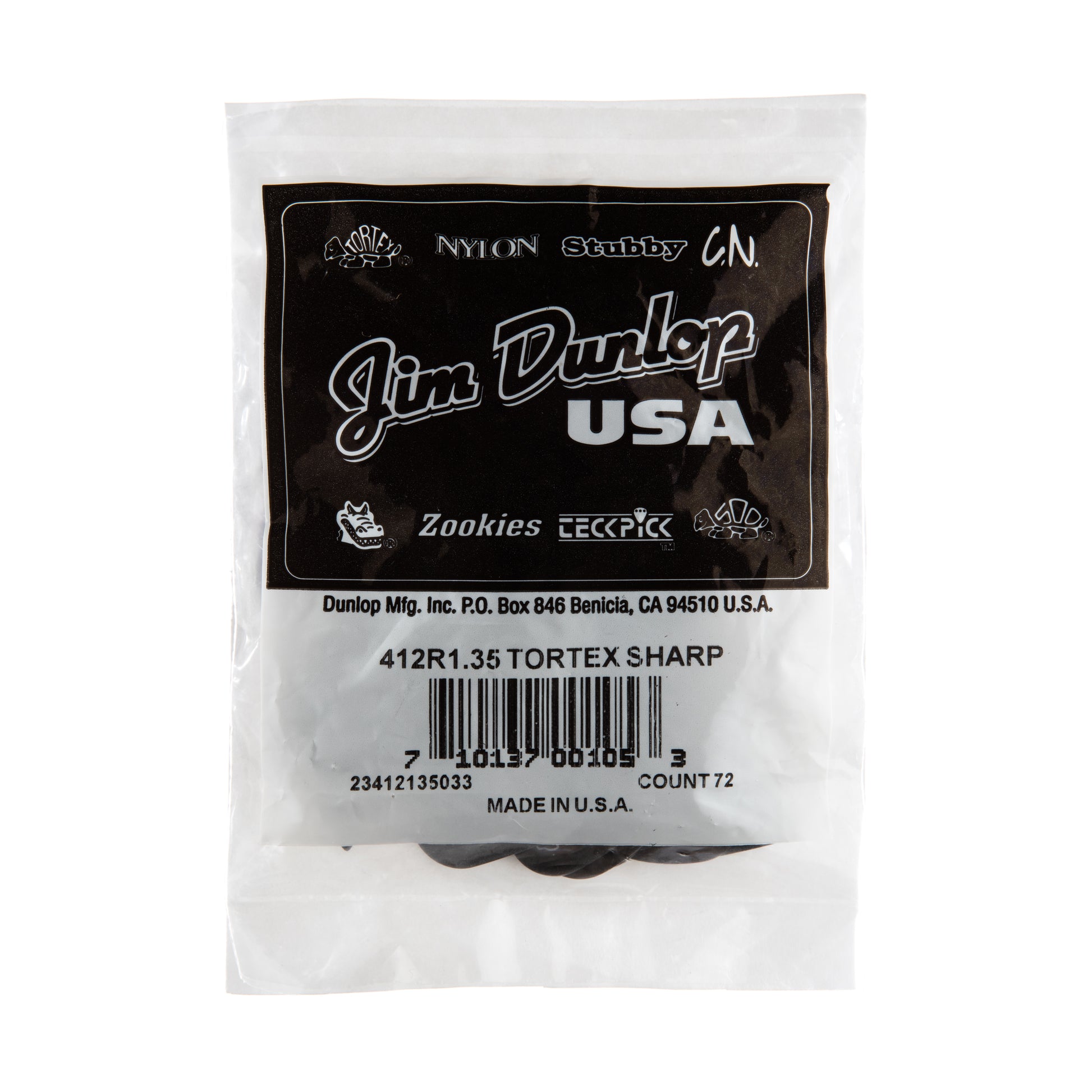 Jim Dunlop DUNLOP TORTEX 1.35mm SHARP GUITAR PICK REFILL BAG 72-PACK - 412R135