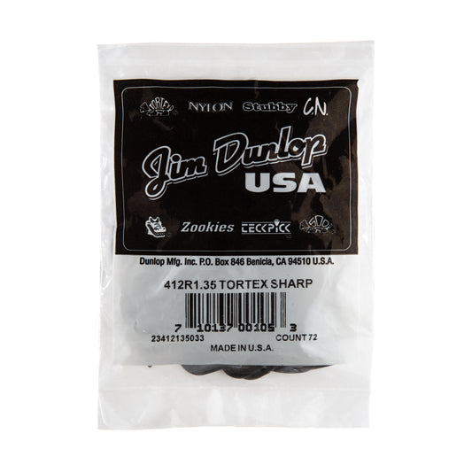 Jim Dunlop DUNLOP TORTEX 1.35mm SHARP GUITAR PICK REFILL BAG 72-PACK - 412R135