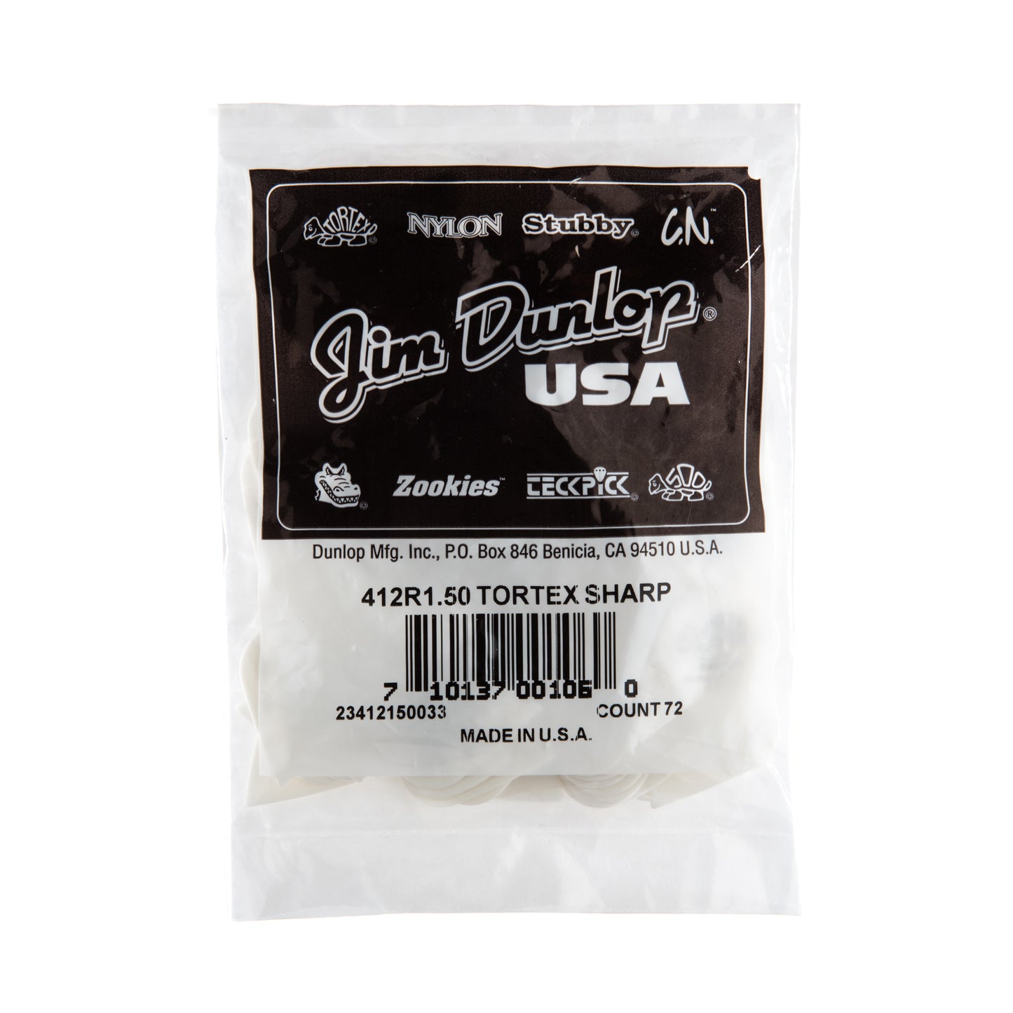 Jim Dunlop DUNLOP TORTEX 1.5mm SHARP GUITAR PICK REFILL BAG 72-PACK - 412R150