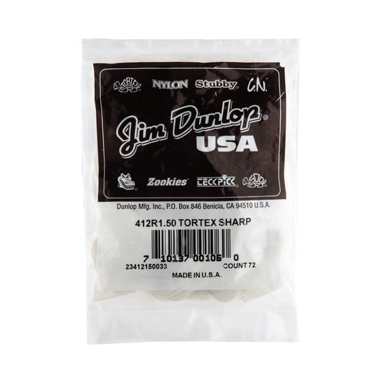 Jim Dunlop DUNLOP TORTEX 1.5mm SHARP GUITAR PICK REFILL BAG 72-PACK - 412R150