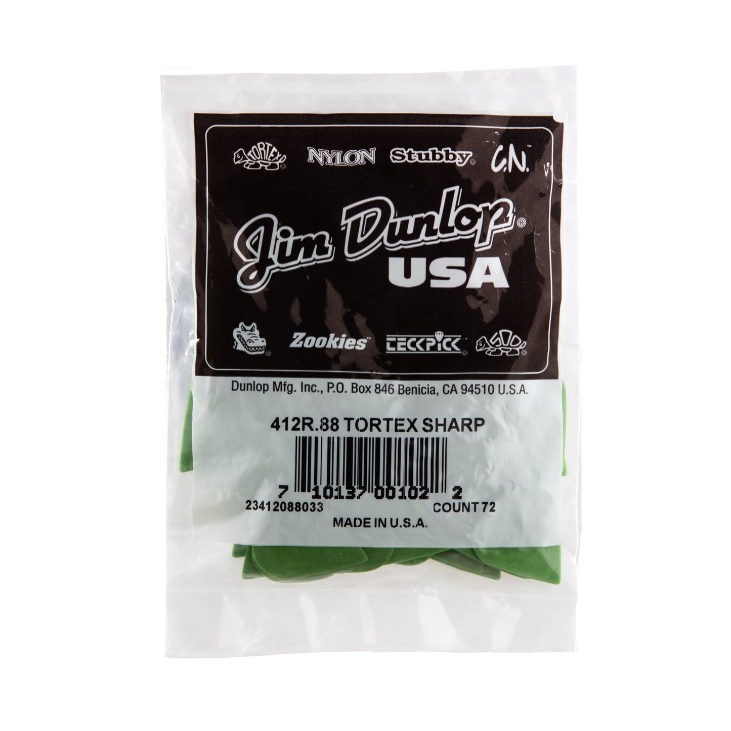 Jim Dunlop DUNLOP TORTEX .88mm SHARP GUITAR PICK REFILL BAG 72-PACK - 412R088