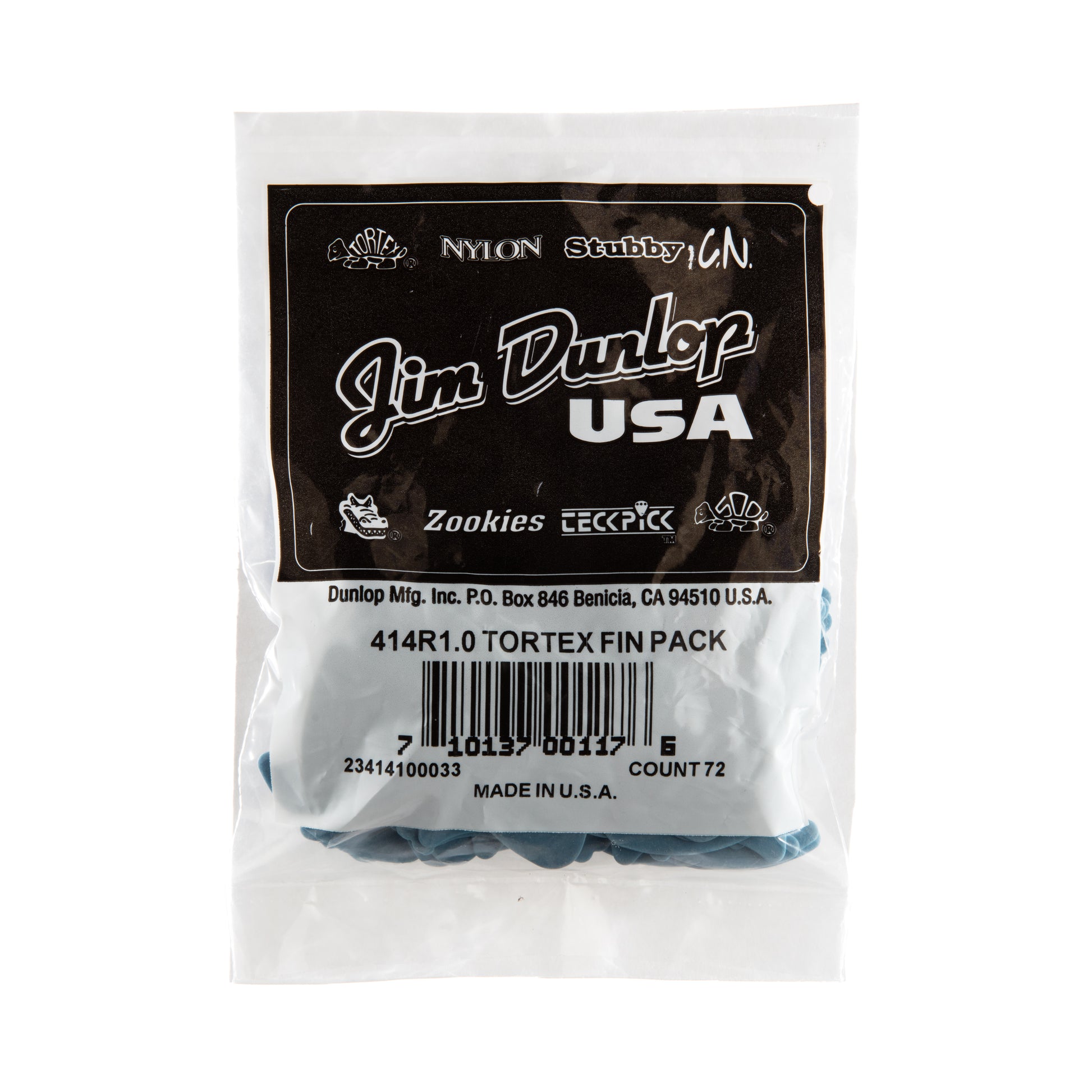 Jim Dunlop DUNLOP TORTEX 1.0mm FIN PICK GUITAR PICK REFILL BAG 72-PACK - 414R100