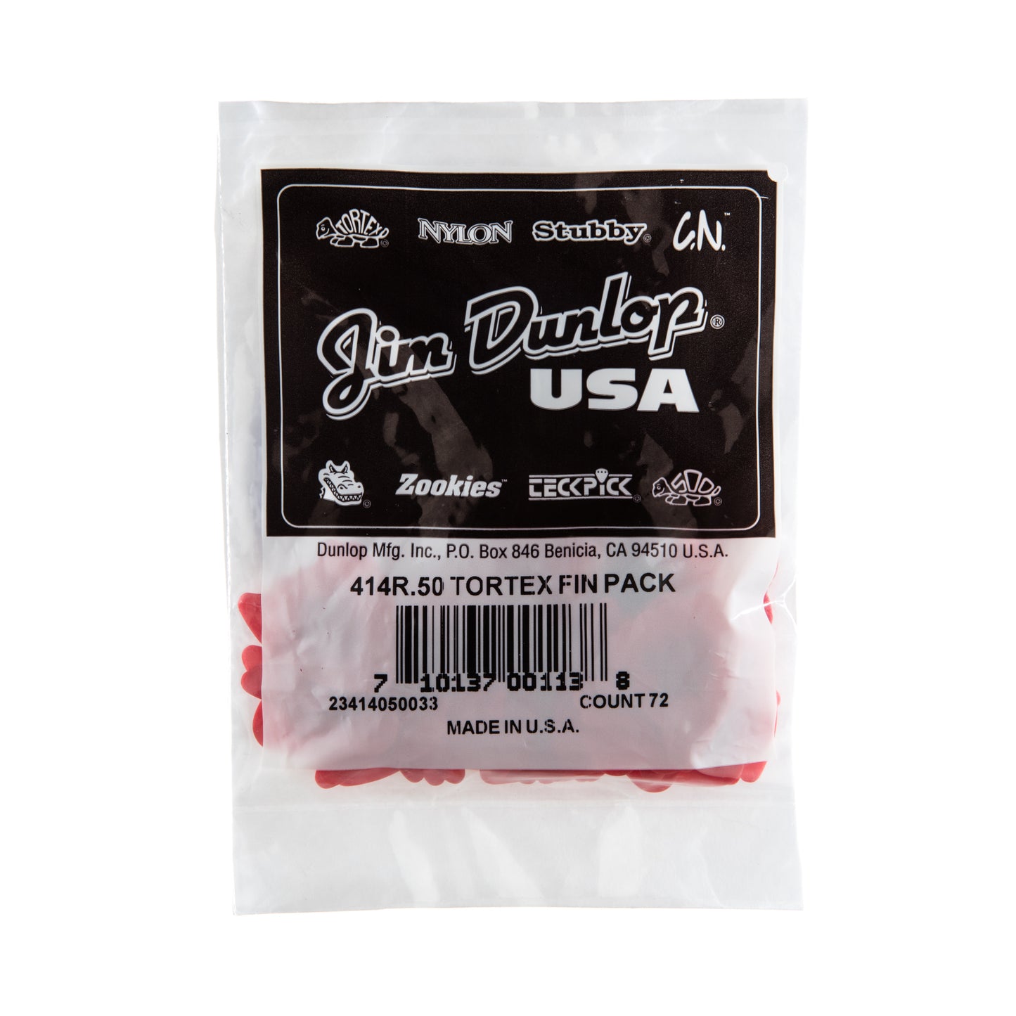 Jim Dunlop DUNLOP TORTEX .50mm FIN PICK GUITAR PICK REFILL BAG 72-PACK - 414R050